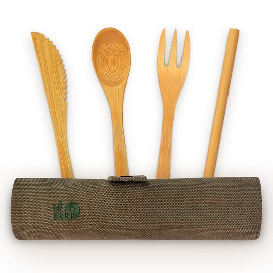 Conjunto de talheres em madeira Bambaw