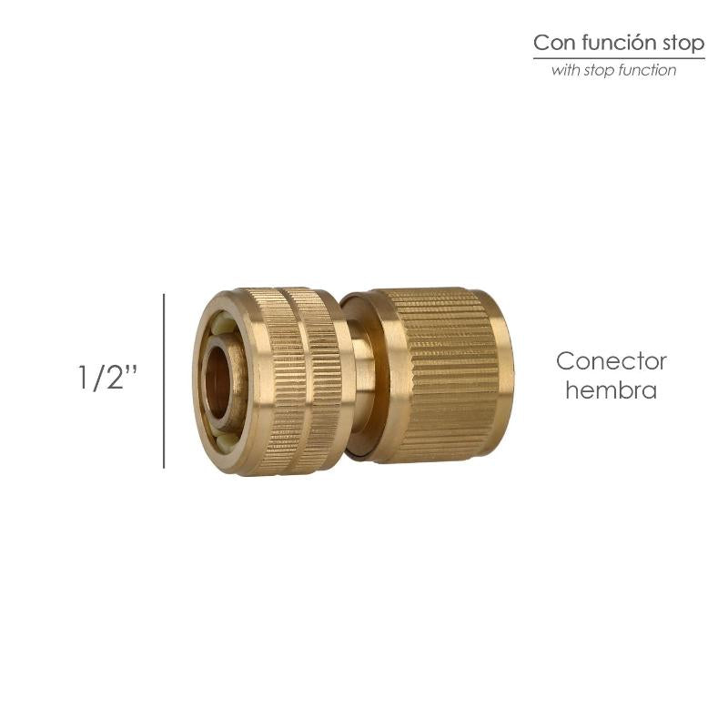 Conector Manguera Con Función Stop Fabricado En Laton 1/2 Hembra, Adaptador Grifo, Conector Grifo A Conector Rapido_1