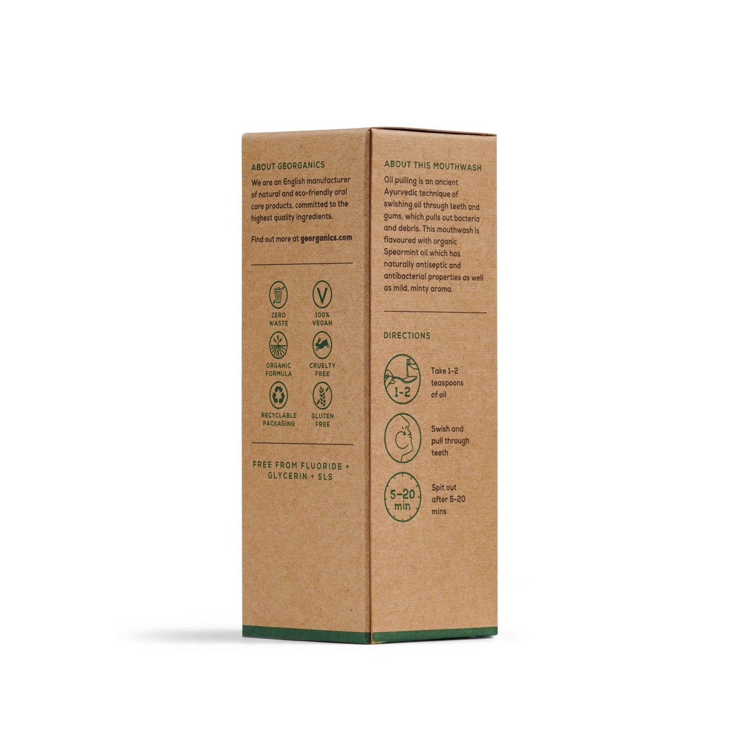 Colutório com óleo de coco e hortelã, recipiente de alumínio, Georganics