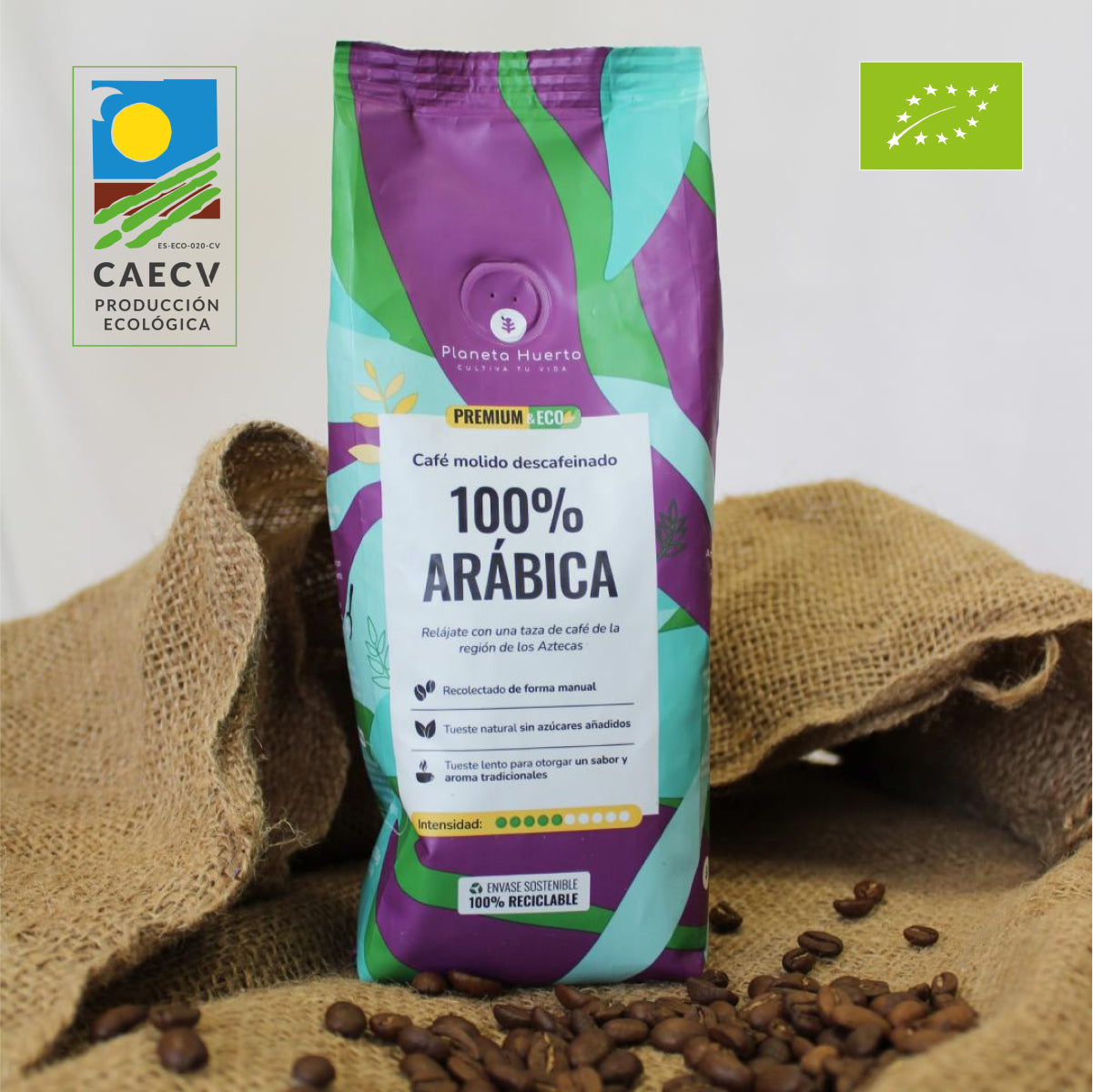 Café moído descafeinado Eco 100% Arábica Planeta Huerto 250 g