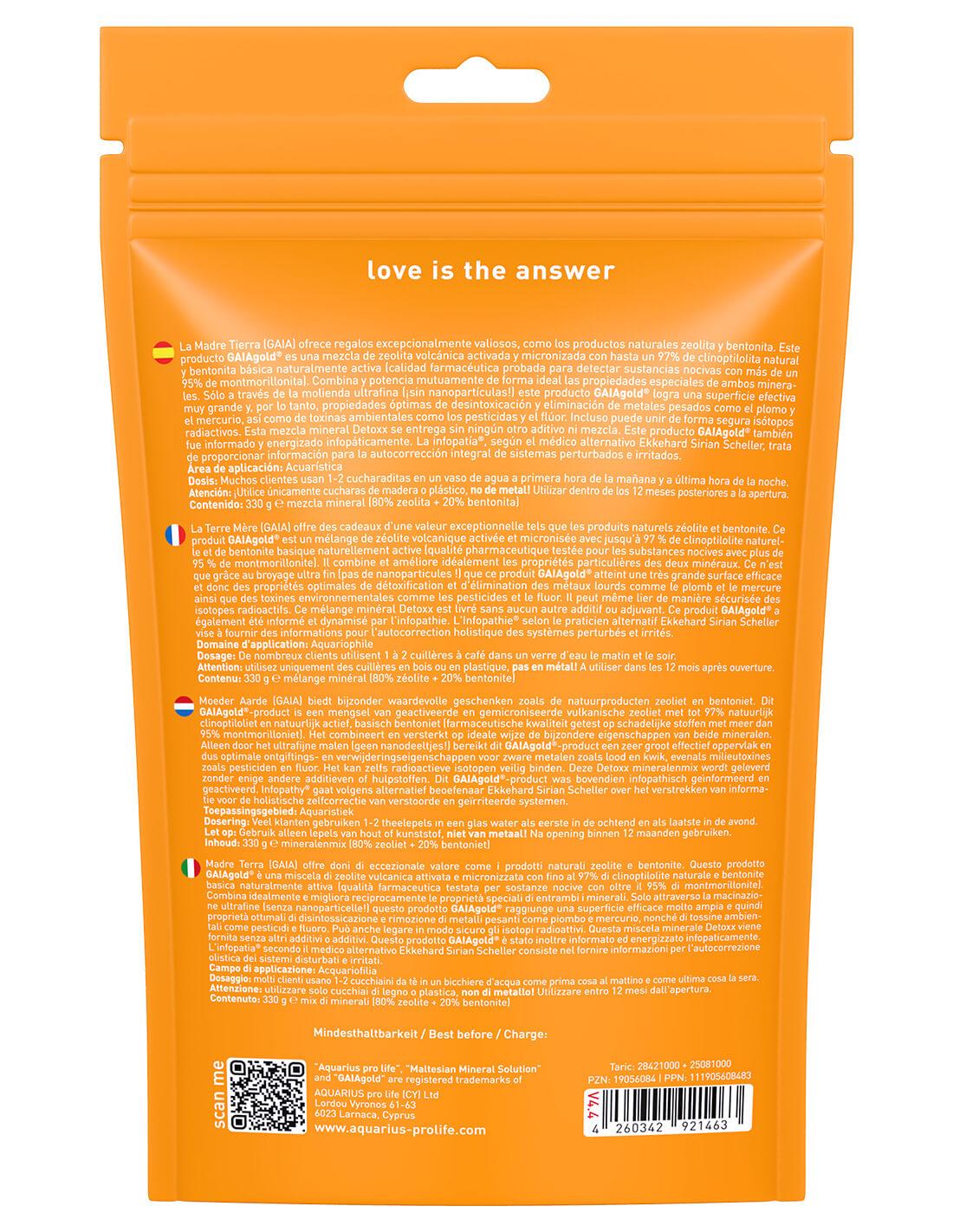 Aquarius Pro Life - Zeolita Bentonita Mix - Gaiagold 330g Detox Polvo