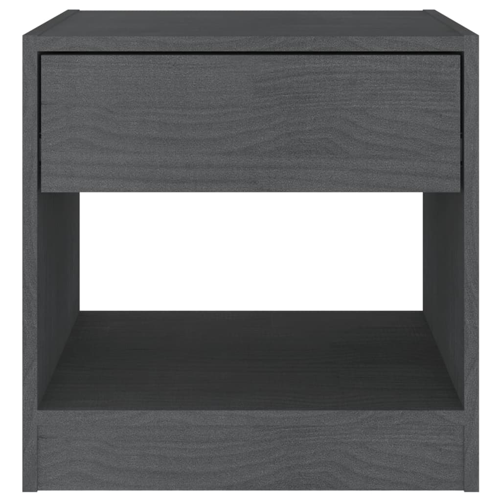 Mesitas De Noche 2 Uds Madera Maciza De Pino Gris 40x31x40 Cm_4