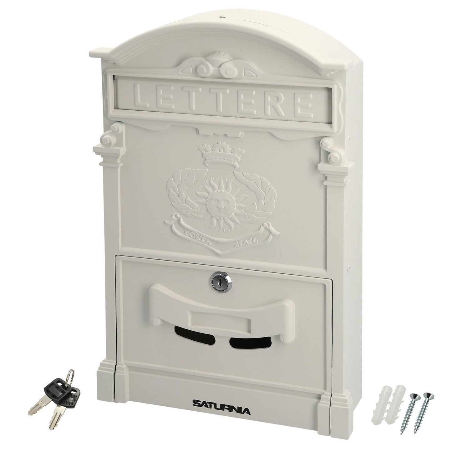 Buzon Jardín Aluminio Fundido Blanco Palace 255 X 410 X 90 Mm.