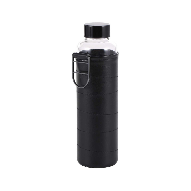 Botella De Vidrio 600 Ml En Color Negro Bergner Colección Blacky_0