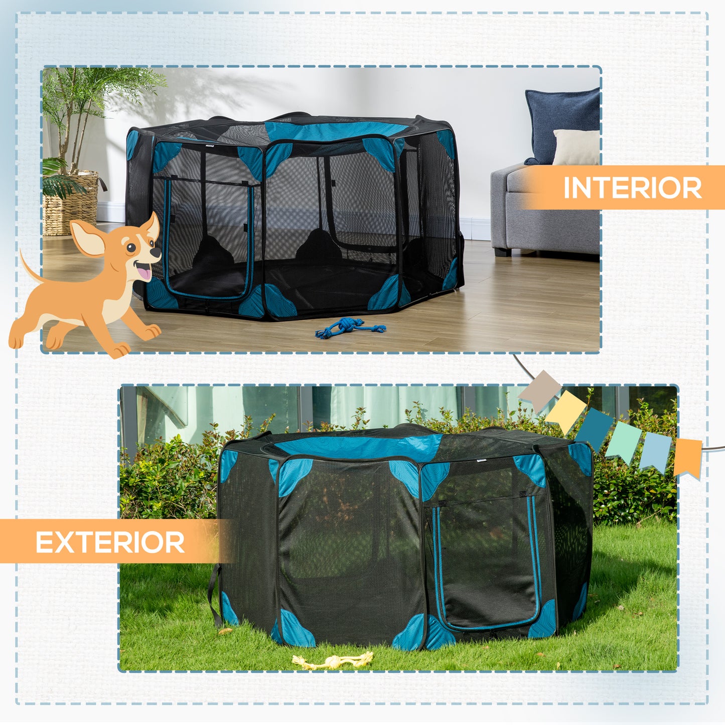 Pawhut Parque Plegable Para Perros 8 Paneles Con Bolsa De Transporte Ø154x76 Cm_5