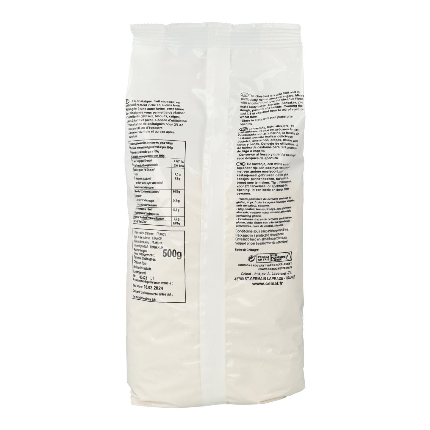 Farinha de Castanha Biológica Celnat 500 g