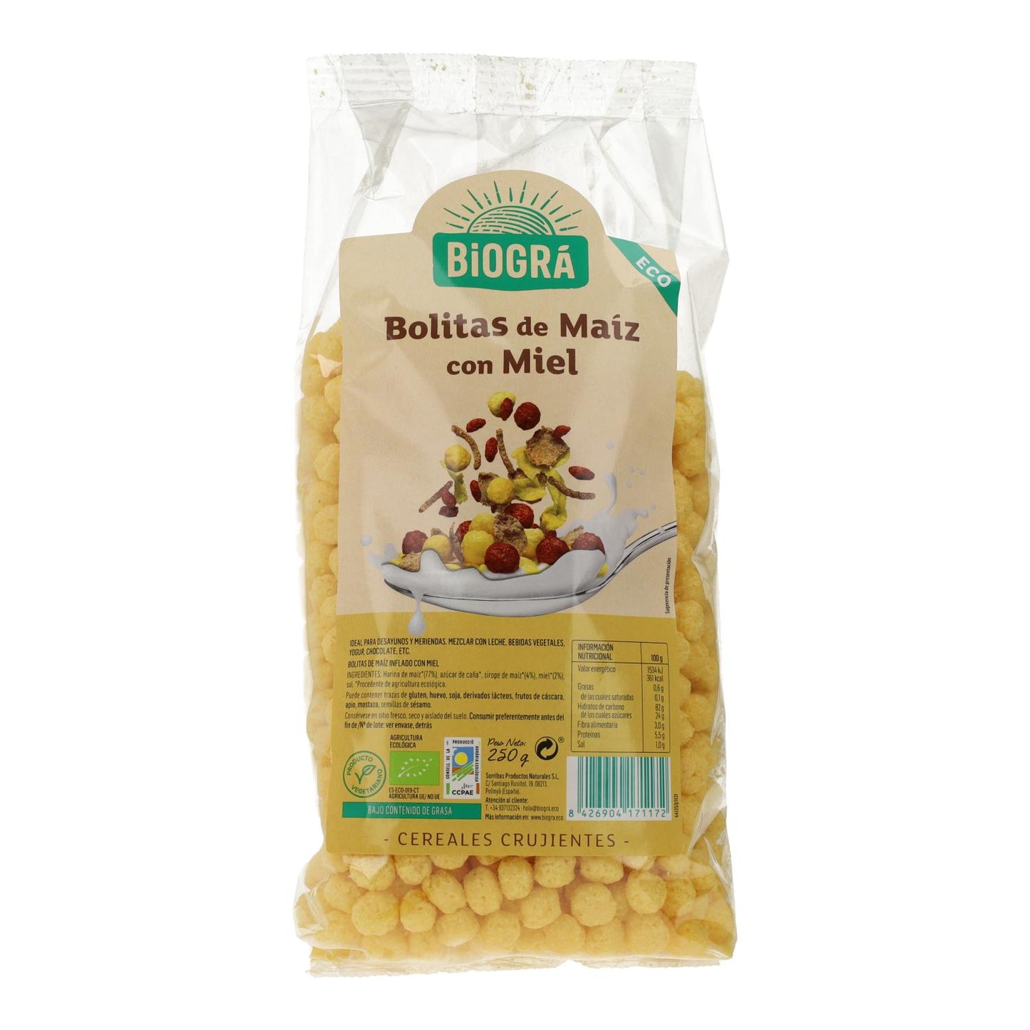 Bolas de Milho com Mel Biográ, 250g