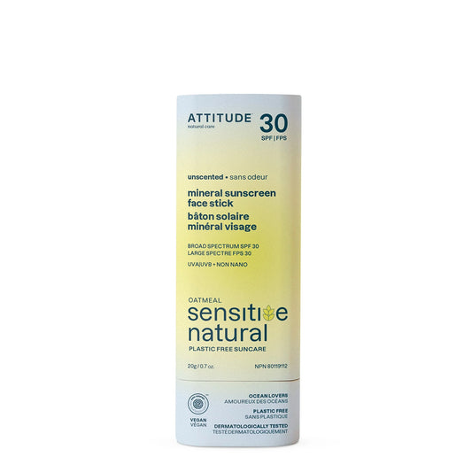 Protetor solar facial em stick para pele sensível, aveia sem fragrância, FPS 30, 20 g