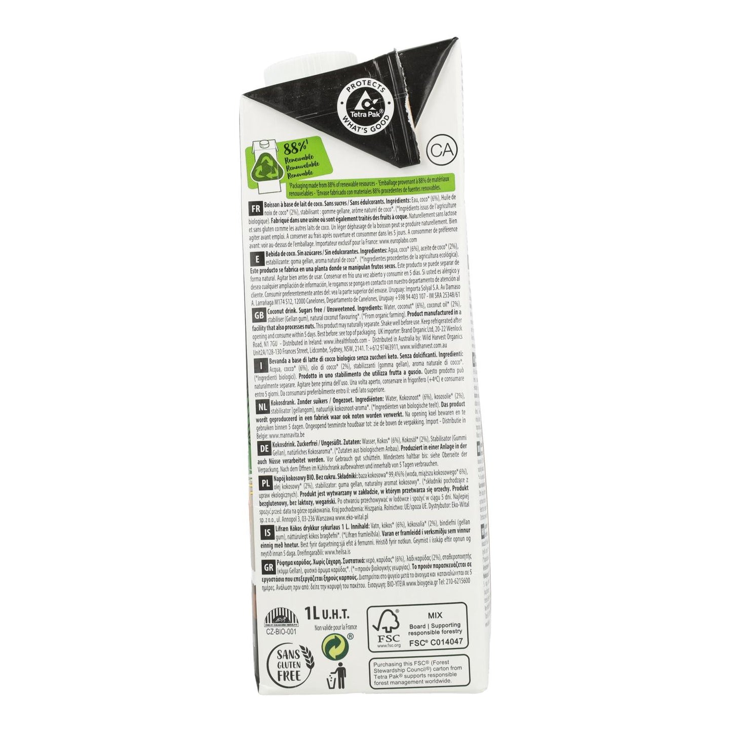Bebida Vegetal Coconut Nature Keto Organic EcoMil 1L