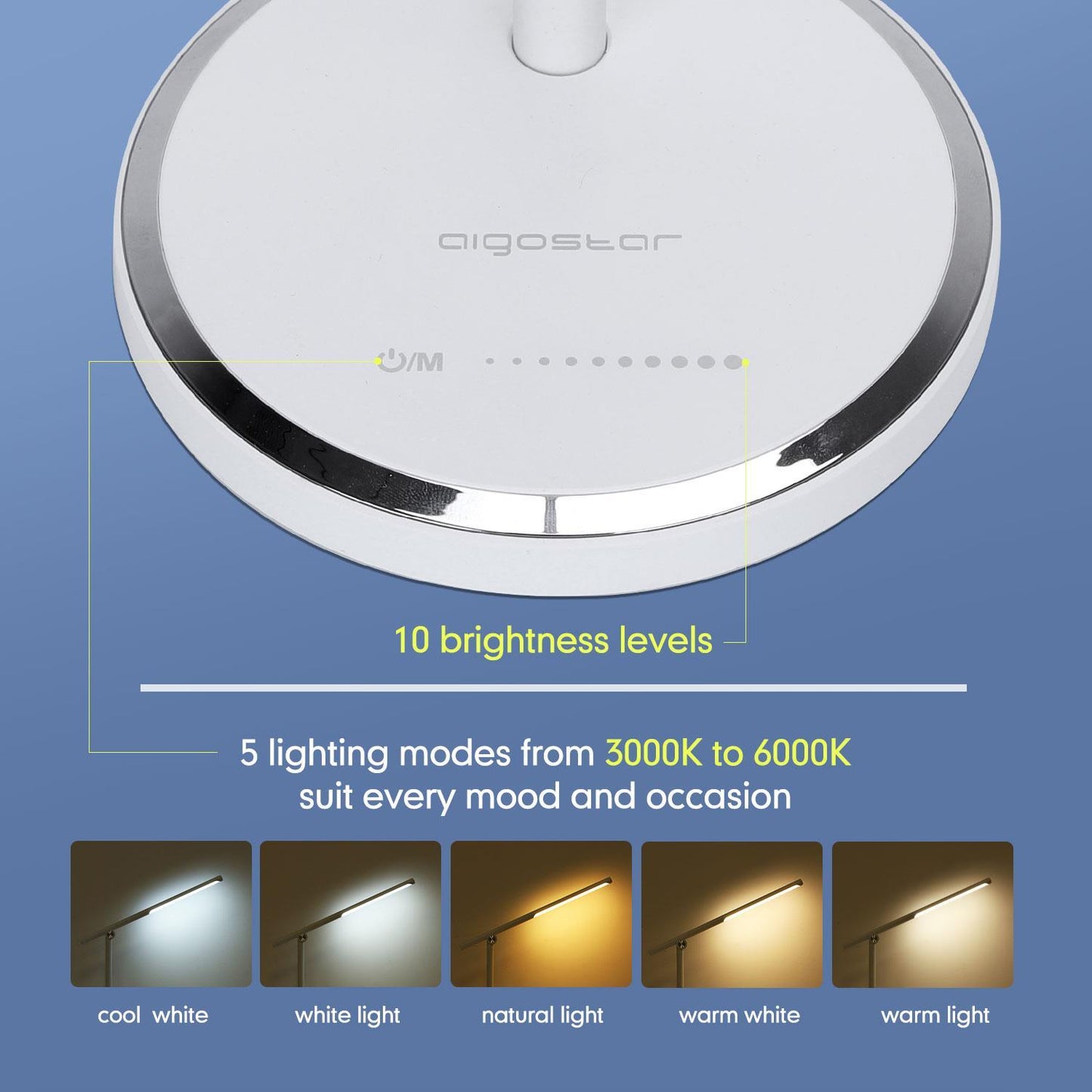 LED Flexo 8W Branco 8W toque e regulação contínua com carregador USB
