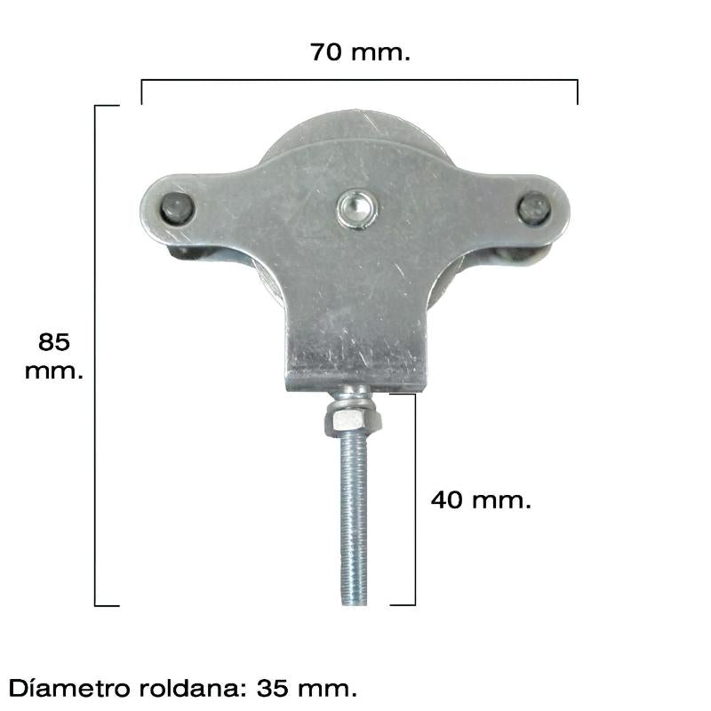 Polea Tendedero Wolfpack Zincado 40 Mm. Roldana Metal Con Tornillo_1