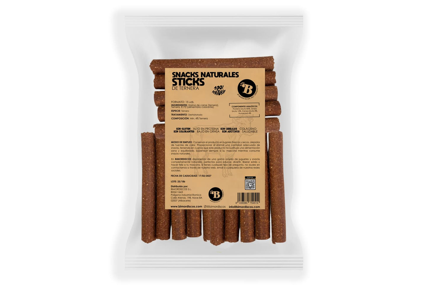 Bimordiscos Barritas Para Perros Y Gatos - Ternera - 15 Uds.