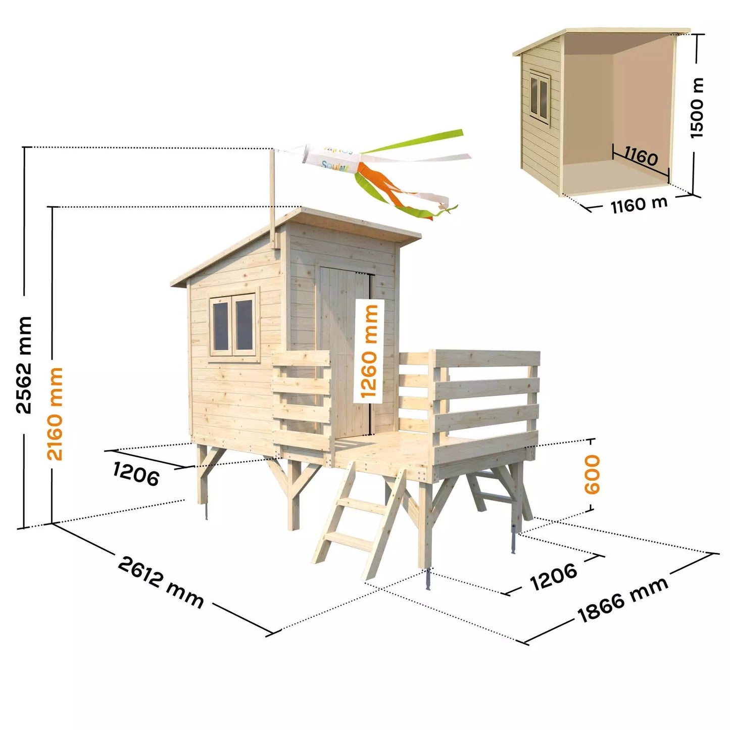 Casa de jogos elevada em madeira Oakland Soulet