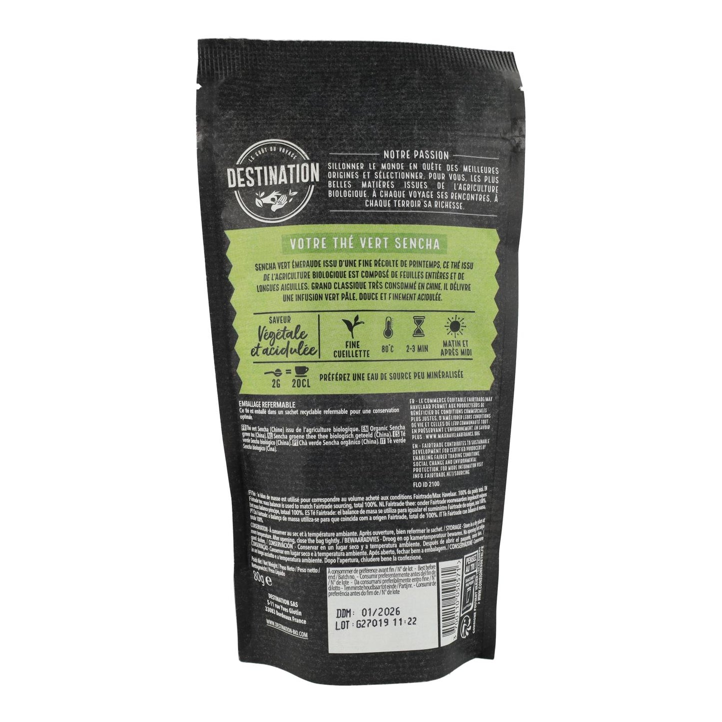 Chá verde Sencha BIO Destination 80 g