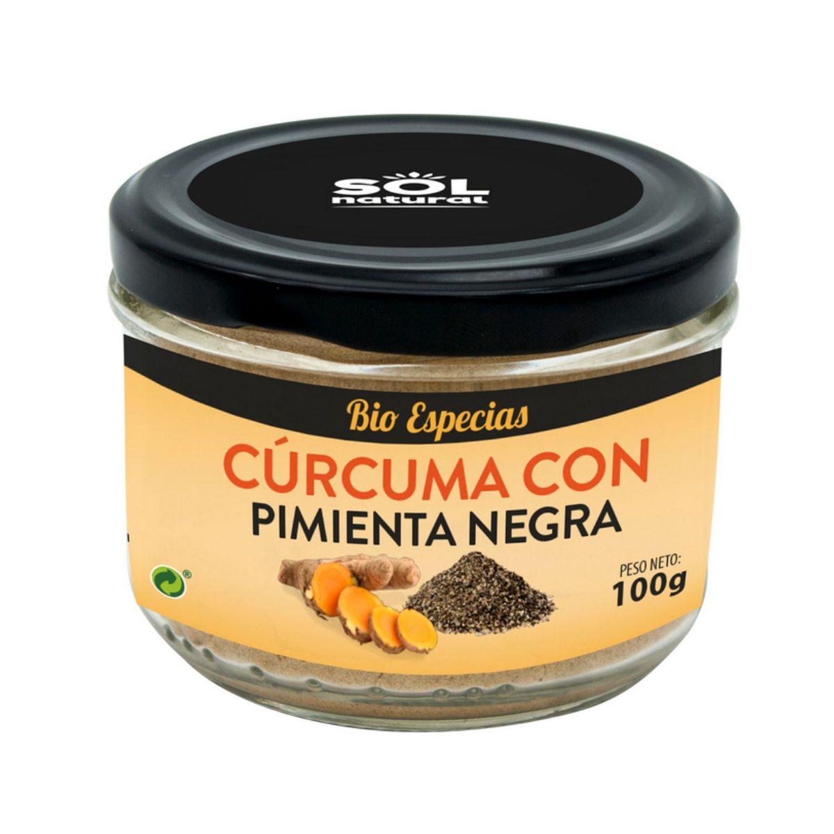 Cúrcuma com pimenta preta em pó biológica Sol Natural 100 g