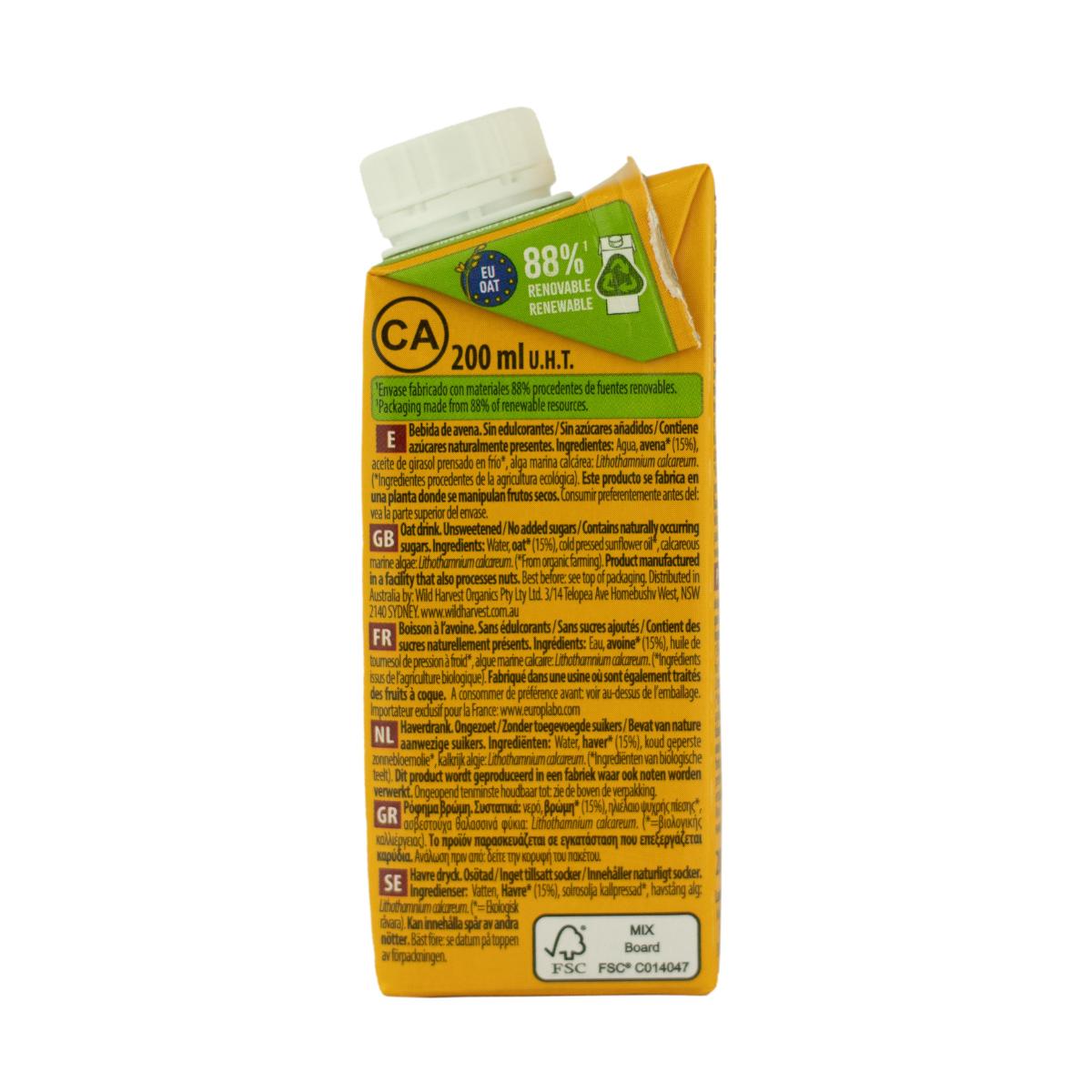 Bebida de Aveia Sem Açúcar NaturGreen 200 ml