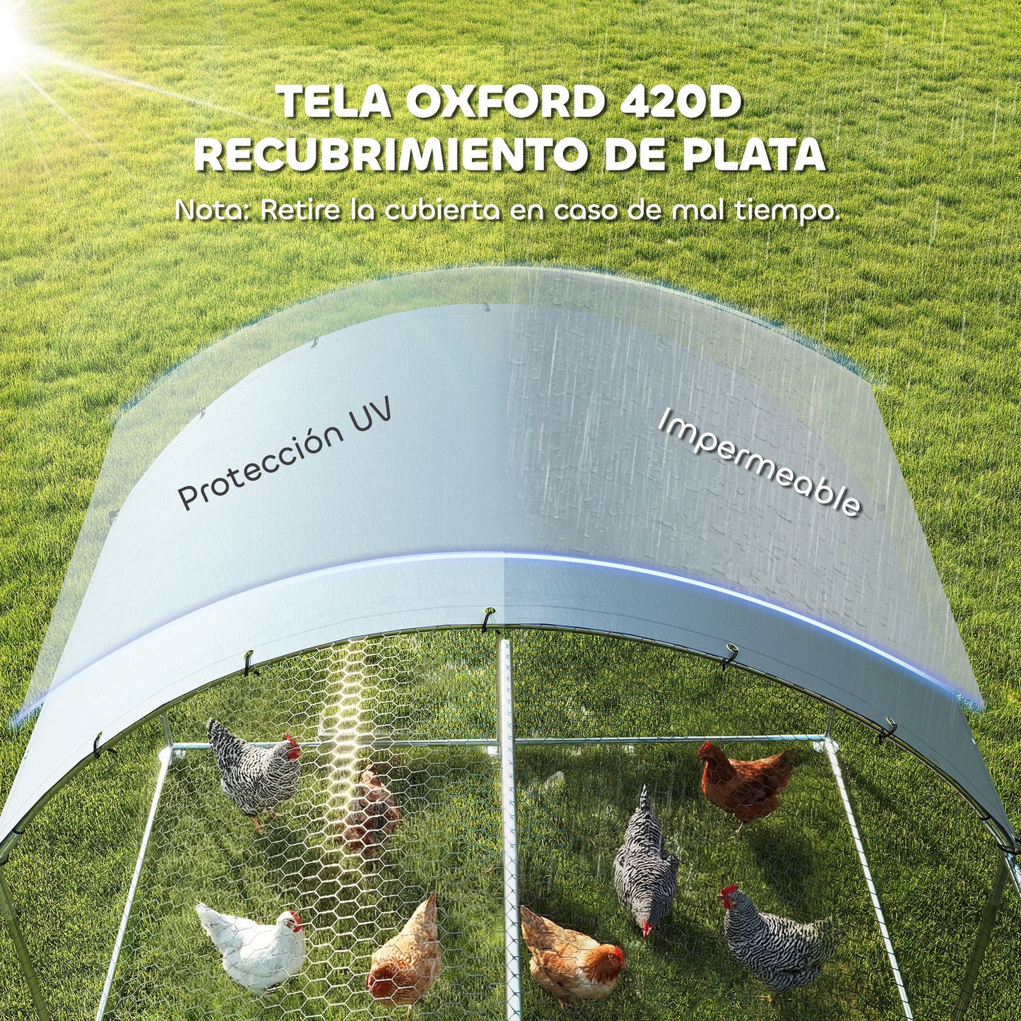 Pawhut Gallinero Para Exterior 2,8x3,4x1,9 M Para 10-16 Gallinas Plata_5