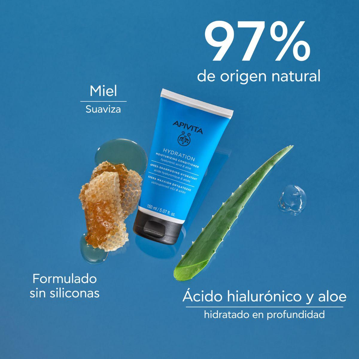 Condicionador hidratante para todos os tipos de cabelo com ácido hialurónico e aloé vera, APIVITA 150 ml