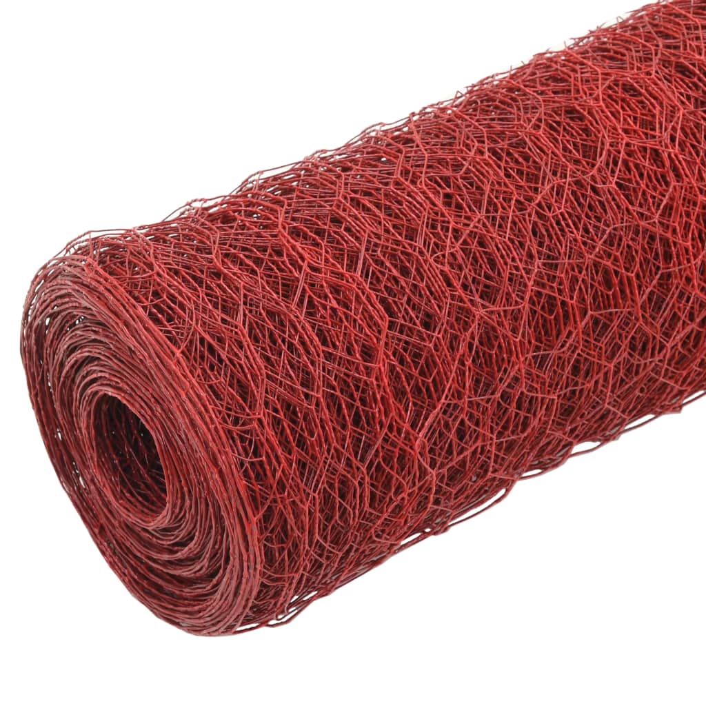 Alambrada De Gallinero Acero Revestimiento Pvc Rojo 25x1,5 M / Vetonek_3