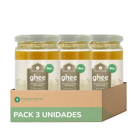 Embalagem de 3 x Ghee manteiga clarificada ECO Planeta Huerto 500 gr