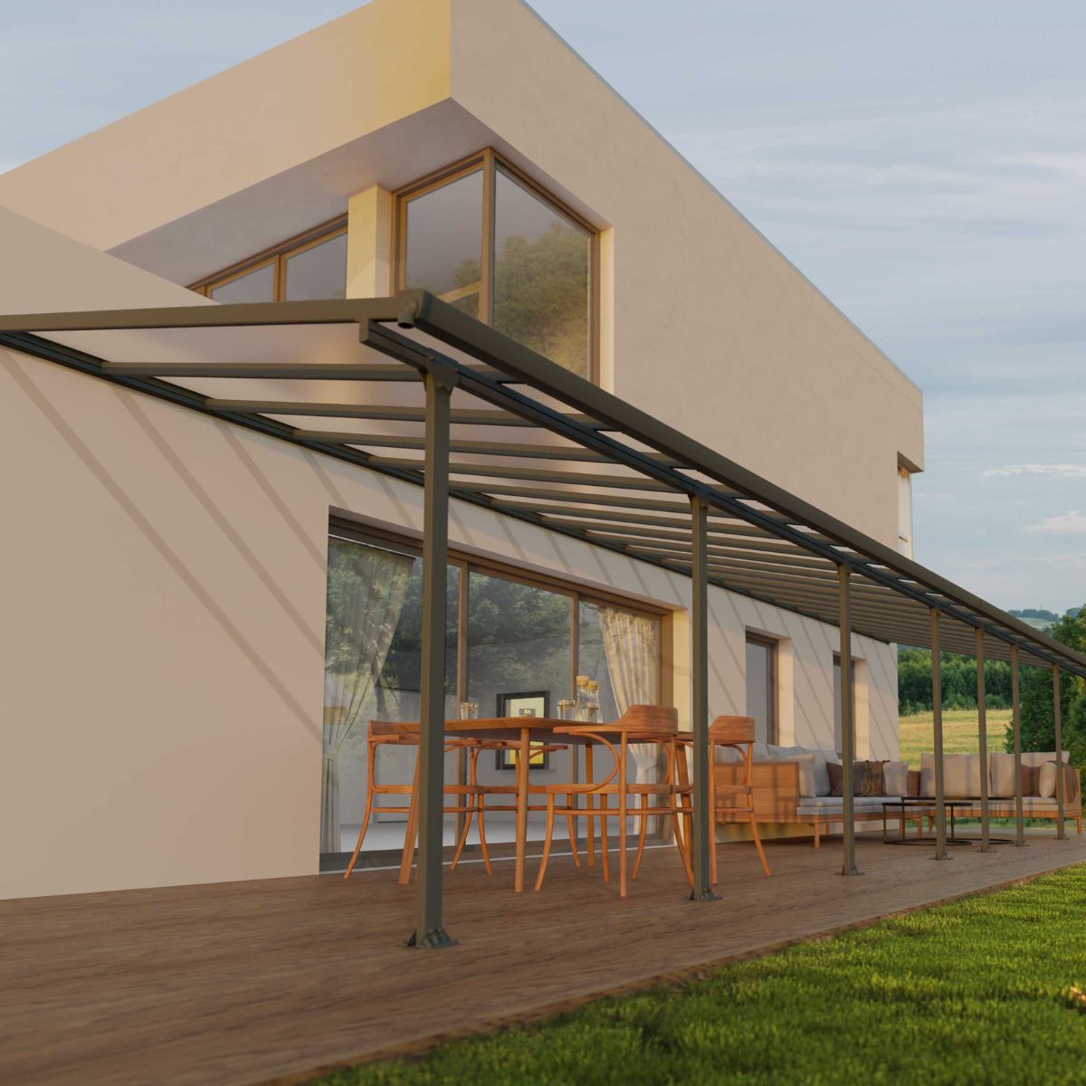 Canopy Fair Marquee Pérgola em alumínio 3x12,2 m Cinza