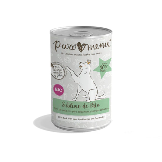 Ração húmida para cães Puromenu Sublime Duck Barf Organic 400g
