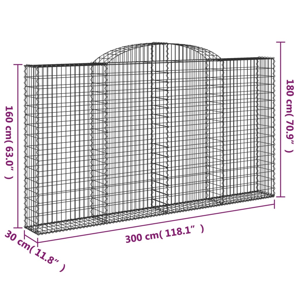 Cestas De Gaviones 4 Uds Forma De Arco Hierro 300x30x160/180 Cm_5