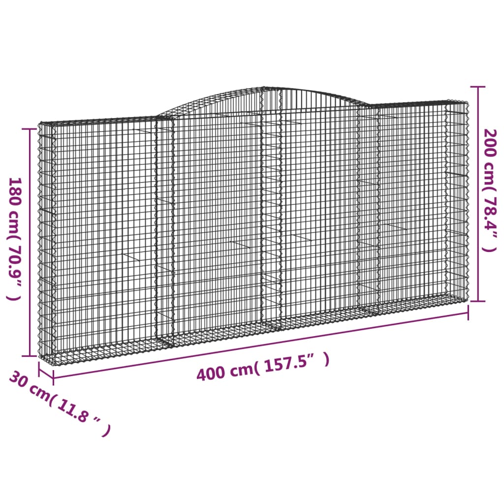 Cestas De Gaviones 2 Uds Forma De Arco Hierro 400x30x180/200 Cm_5