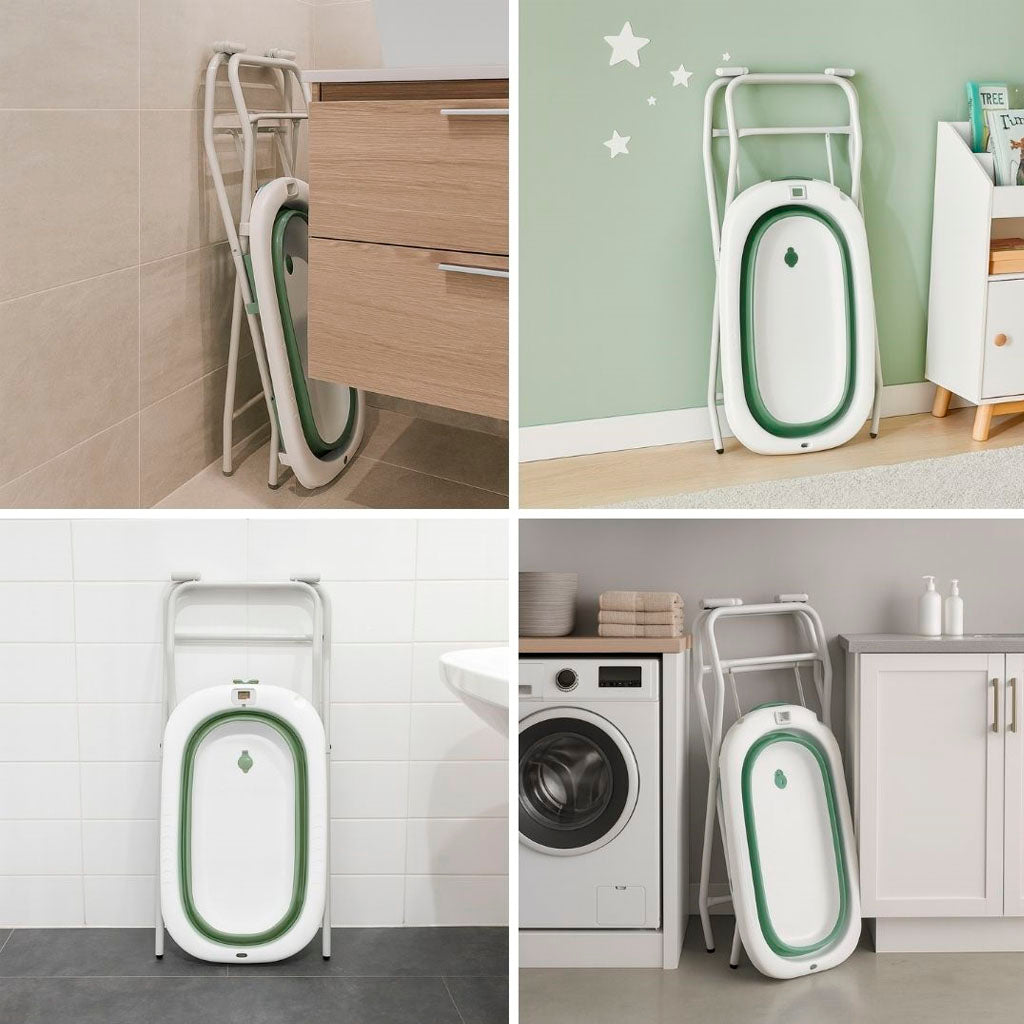Bathby | Bañera Bebé Verde Con Cojín, Termómetro Y Soporte Plegable | Ligera, Segura Y Compacta Para Recién Nacidos_5