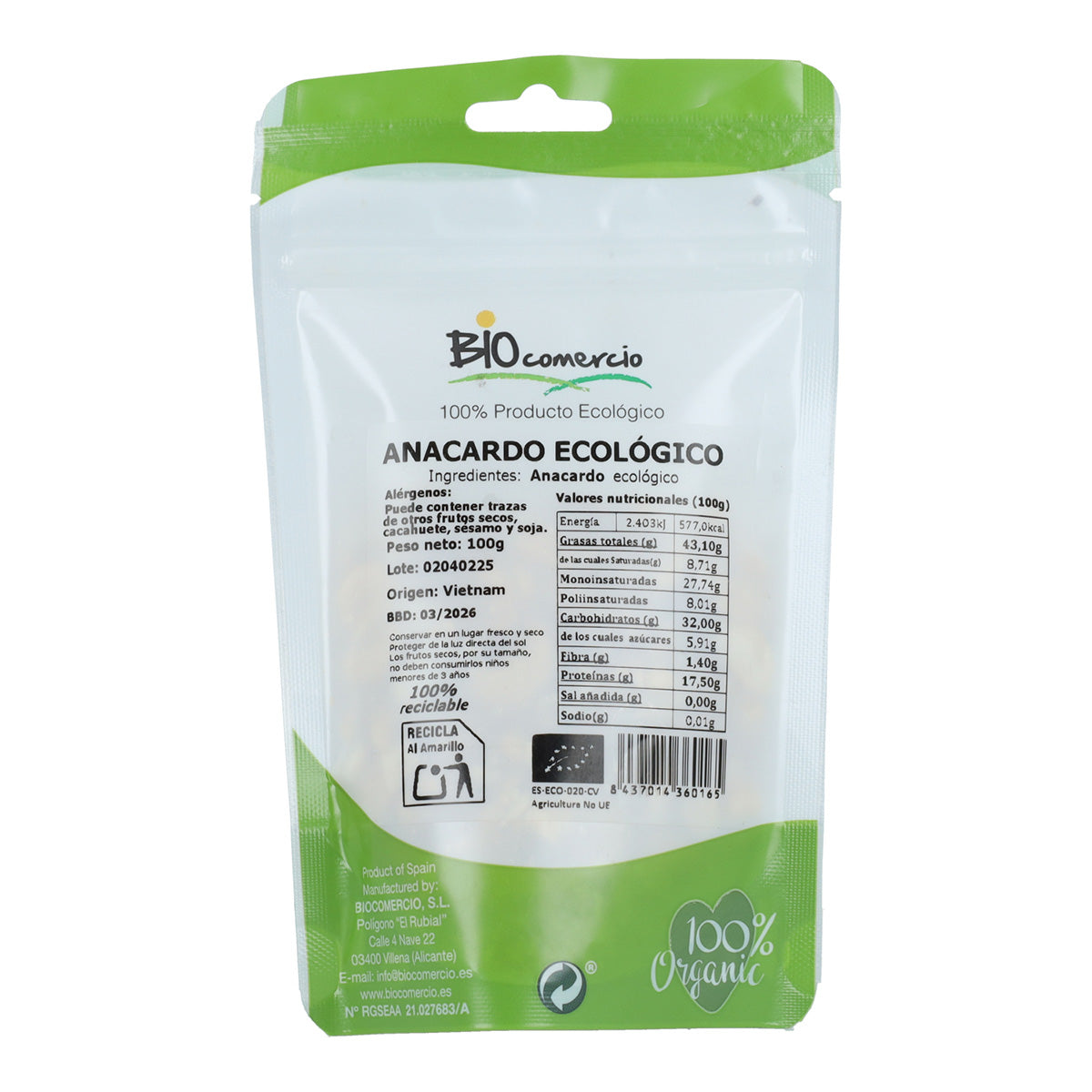 Caju Biológico BIOcomercio 100g