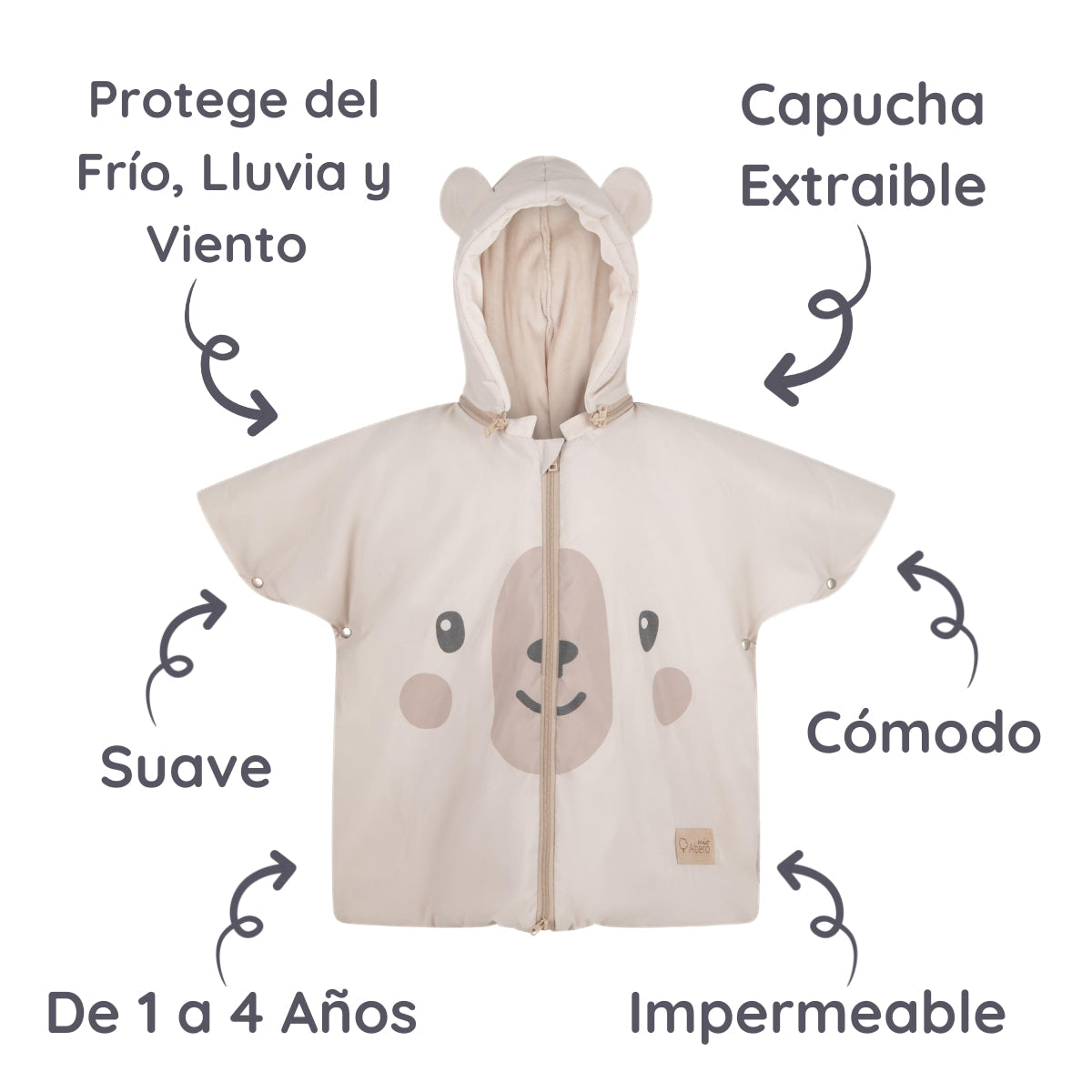 Teddy Bear Poncho Infantil Para Sillas De Coche Niños 1-4 Años Albero Mio_3