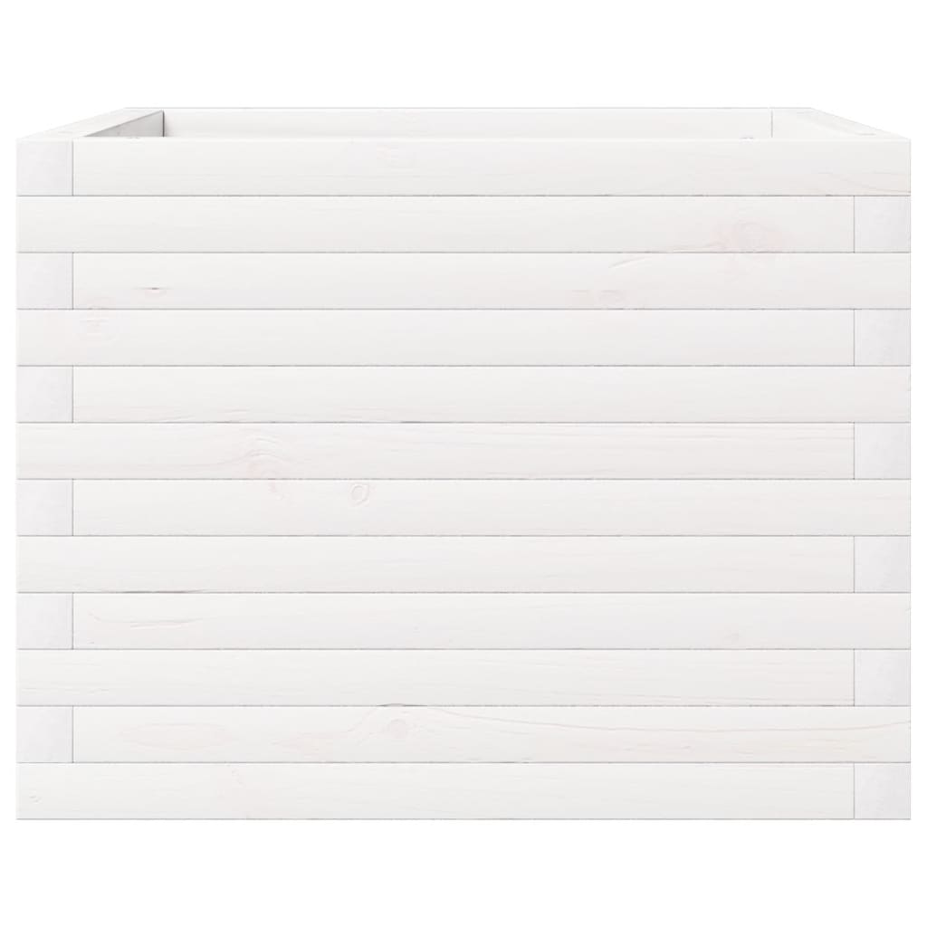 Jardinera De Madera Maciza De Pino Blanca 60x60x46 Cm_5