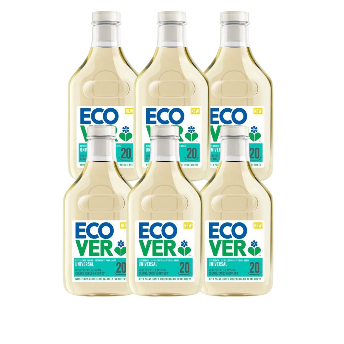 Embalagem de 6 Detergente Líquido Universal Ecover 1 L