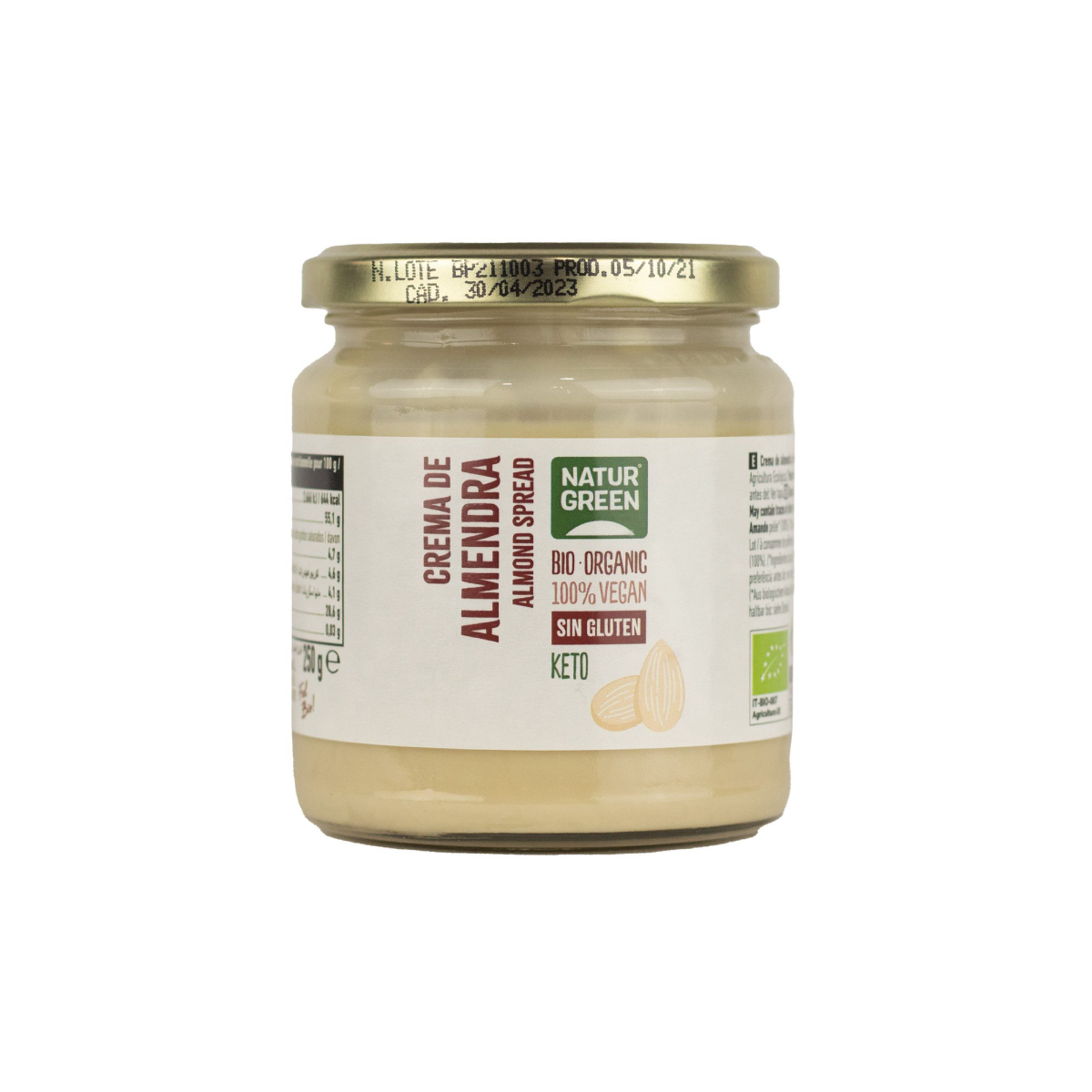 Crema de Almendra Bio untable NaturGreen 250 g