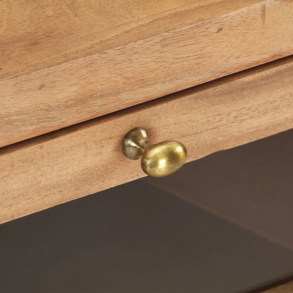 Mesita De Noche De Madera Maciza De Acacia 40x30x50 Cm_4