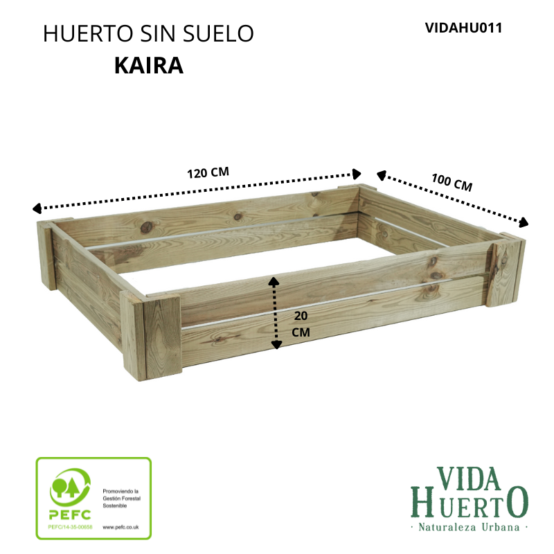 Cajón De Cultivo Kaira. Altura De 20 Cm. Sin Base. Vidahuerto 120x100x20 Cm._4