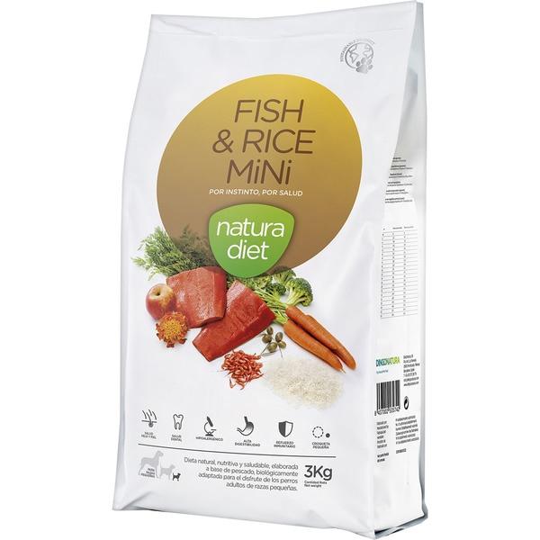 Natura Diet Fish & Rice Mini Ração para Cães Isento de OGM 3 kg