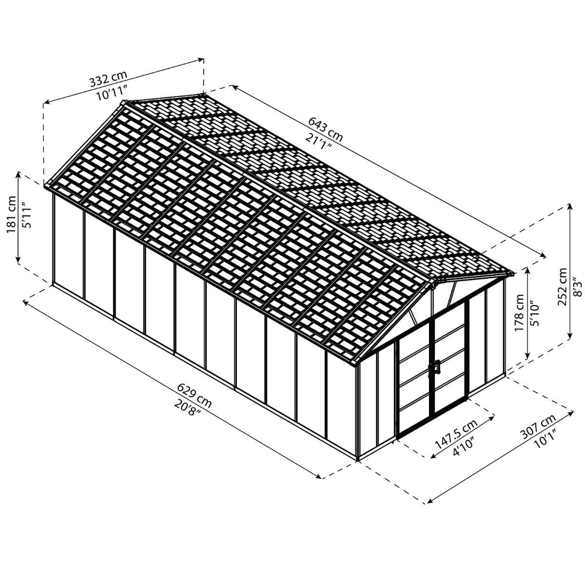 Telheiro de jardim Yukon 643x332x252 cm Canopia da Palram