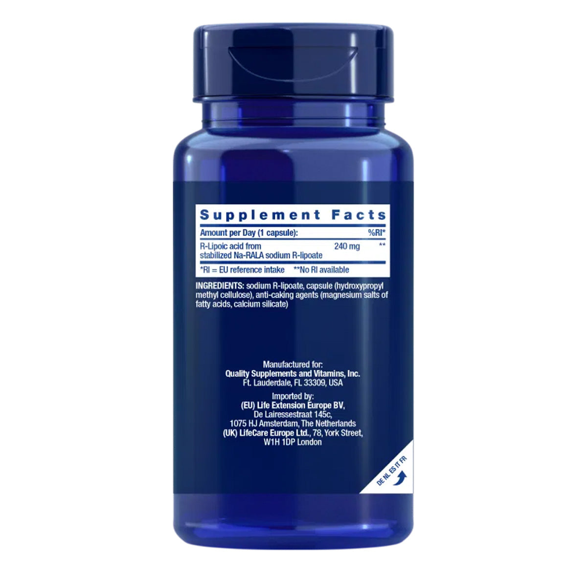 Ácido Super R-Lipoico 240 mg, Life Extension 60 cápsulas