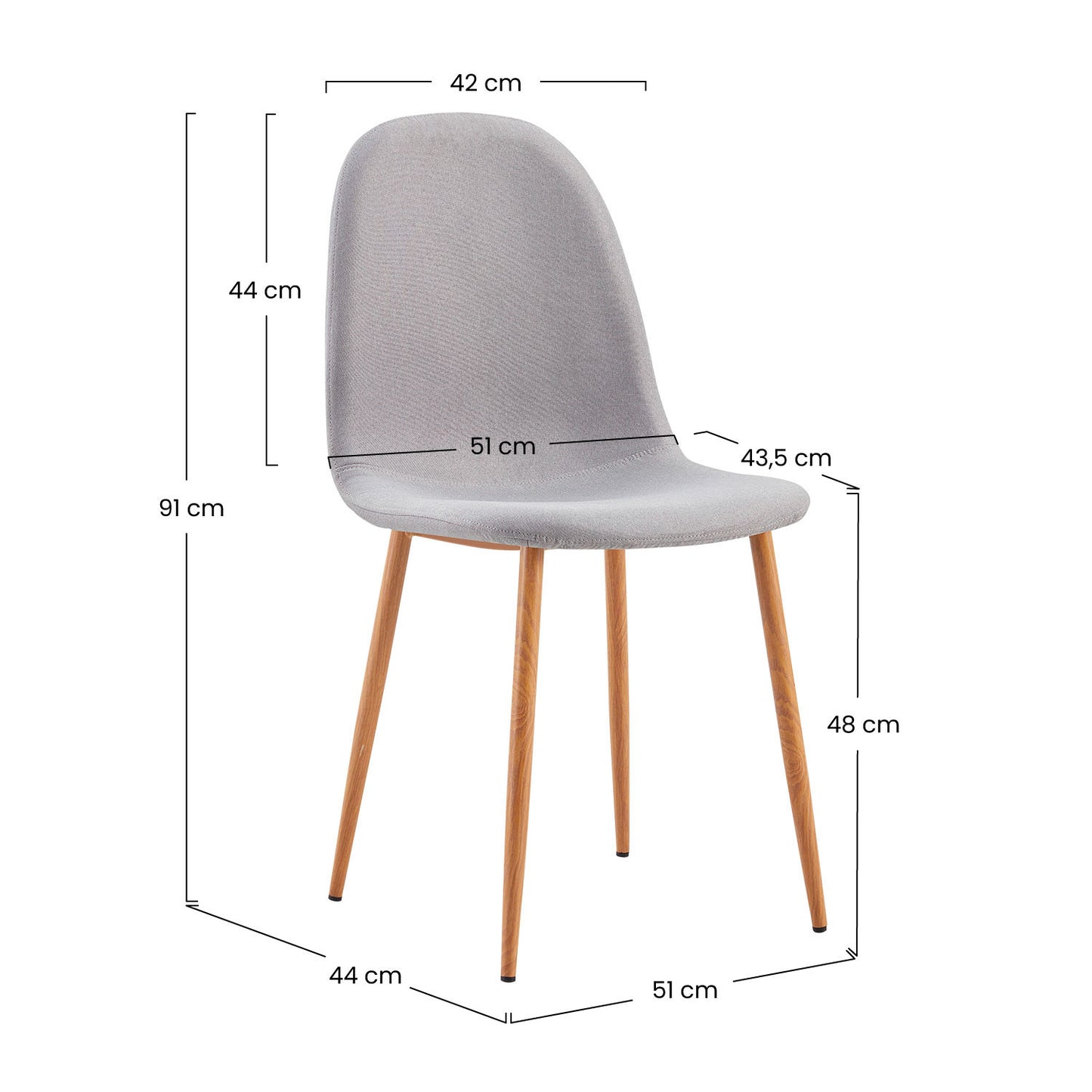 Pack 2 Sillas De Comedor Lino Nuova 91x51x44cm Thinia Home_5