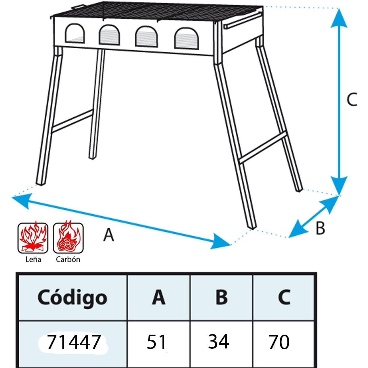 Churrasqueira com grelha galvanizada para lenha e carvão Imex el Zorro