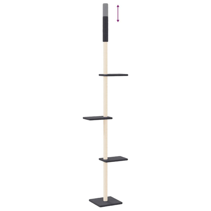 Vidaxl Árbol Rascador Gatos Suelo A Techo Gris Oscuro 267,5-297,5 Cm_5