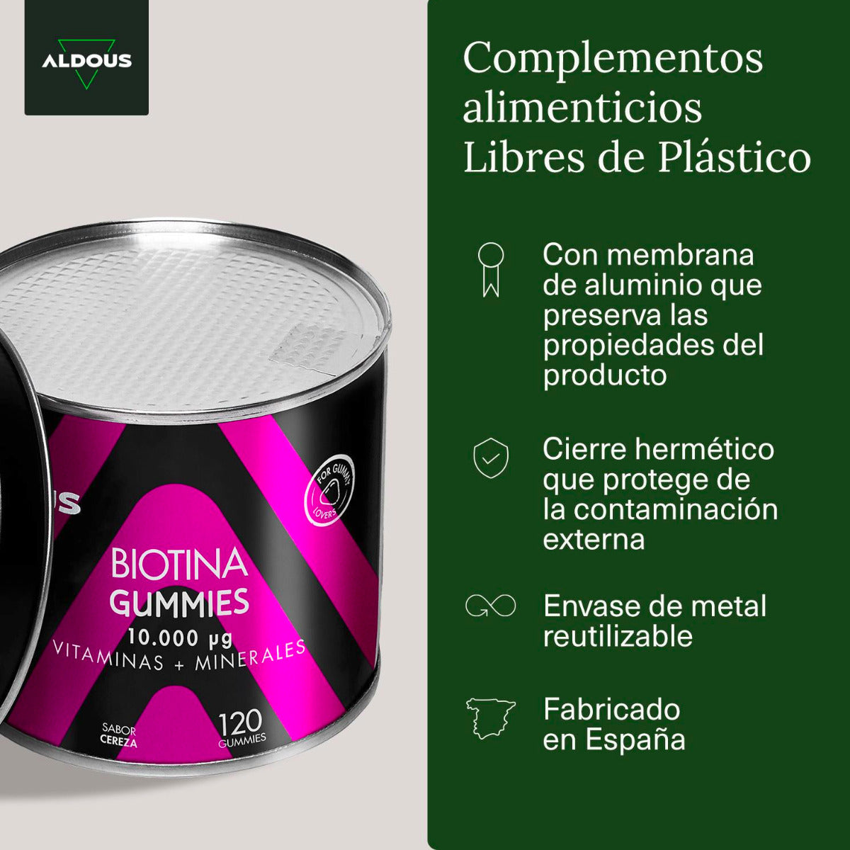 Gomas de Biotina Aldous 120 gomas
