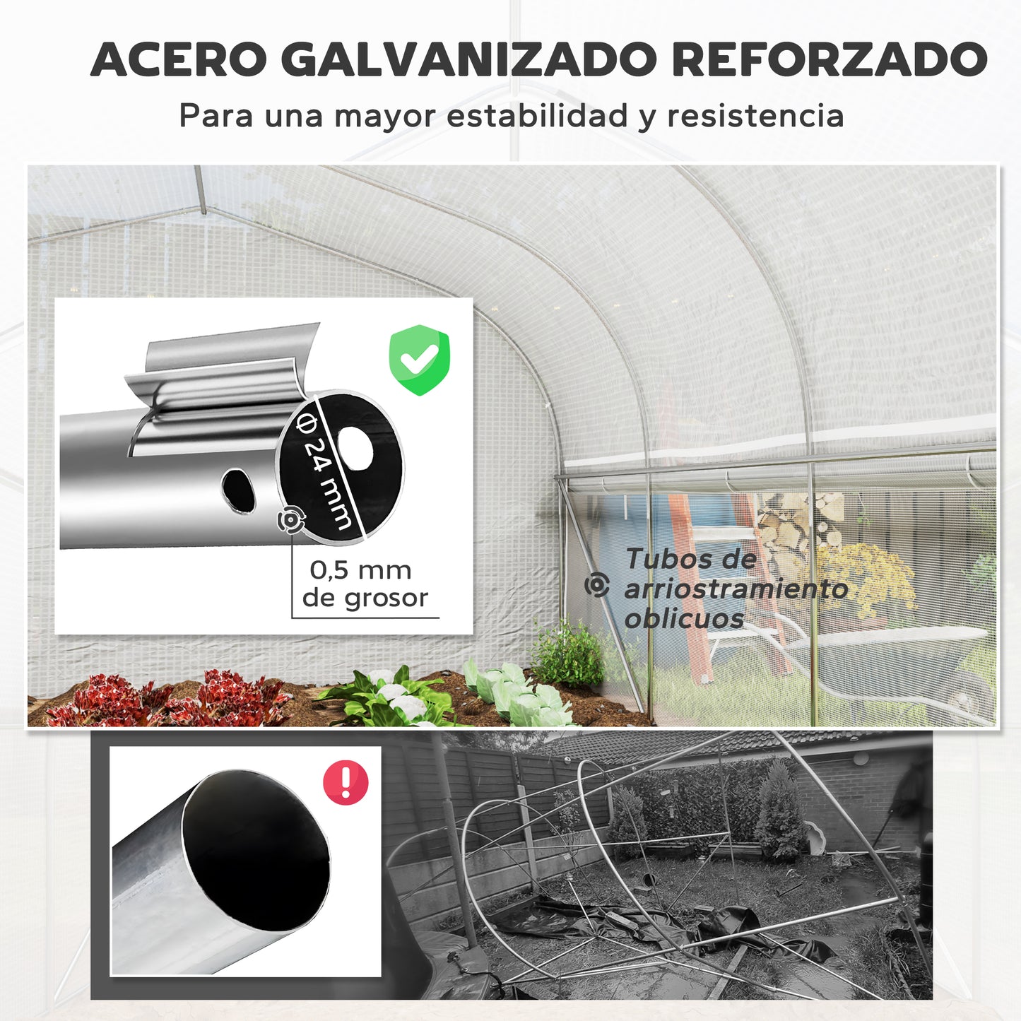 Outsunny Invernadero De Exterior 6x3x2 M Con Cubierta De Pe Anti-uv Blanco_5