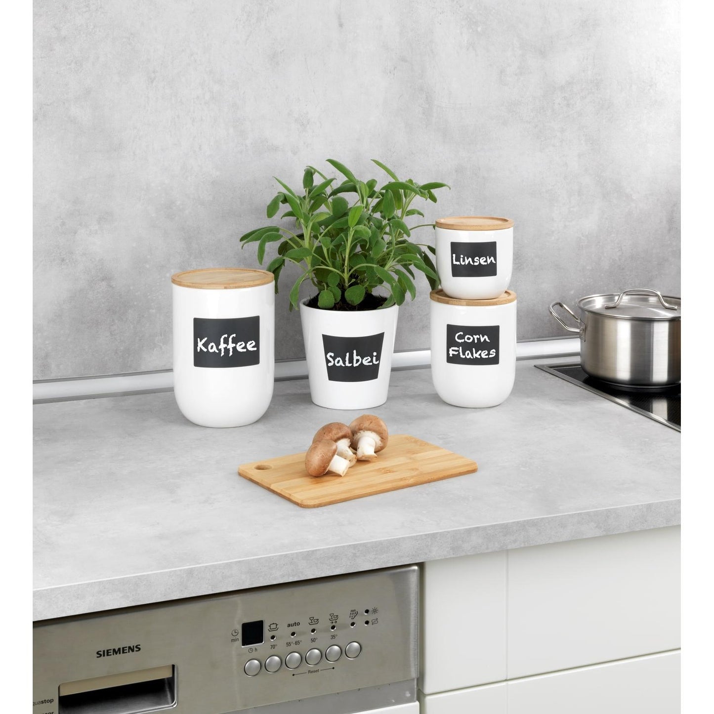 Pote Waia com tampa e zona para escrever