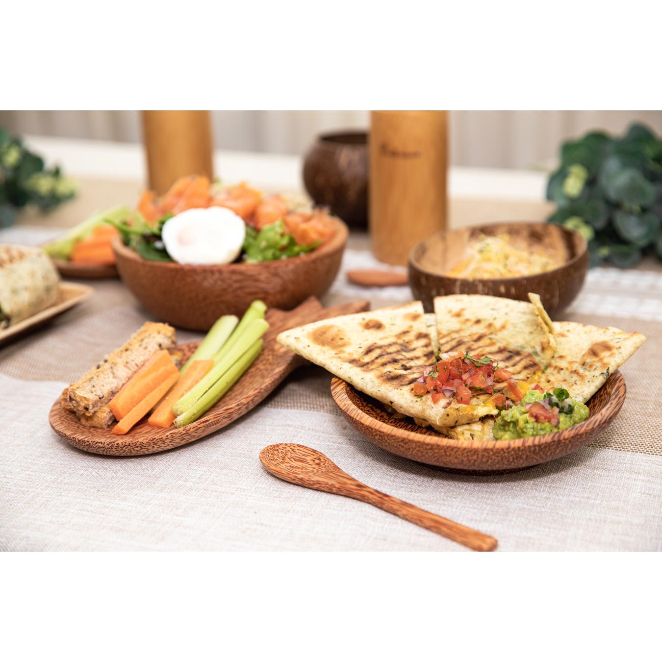 Prato redondo em madeira de coco 18 cm