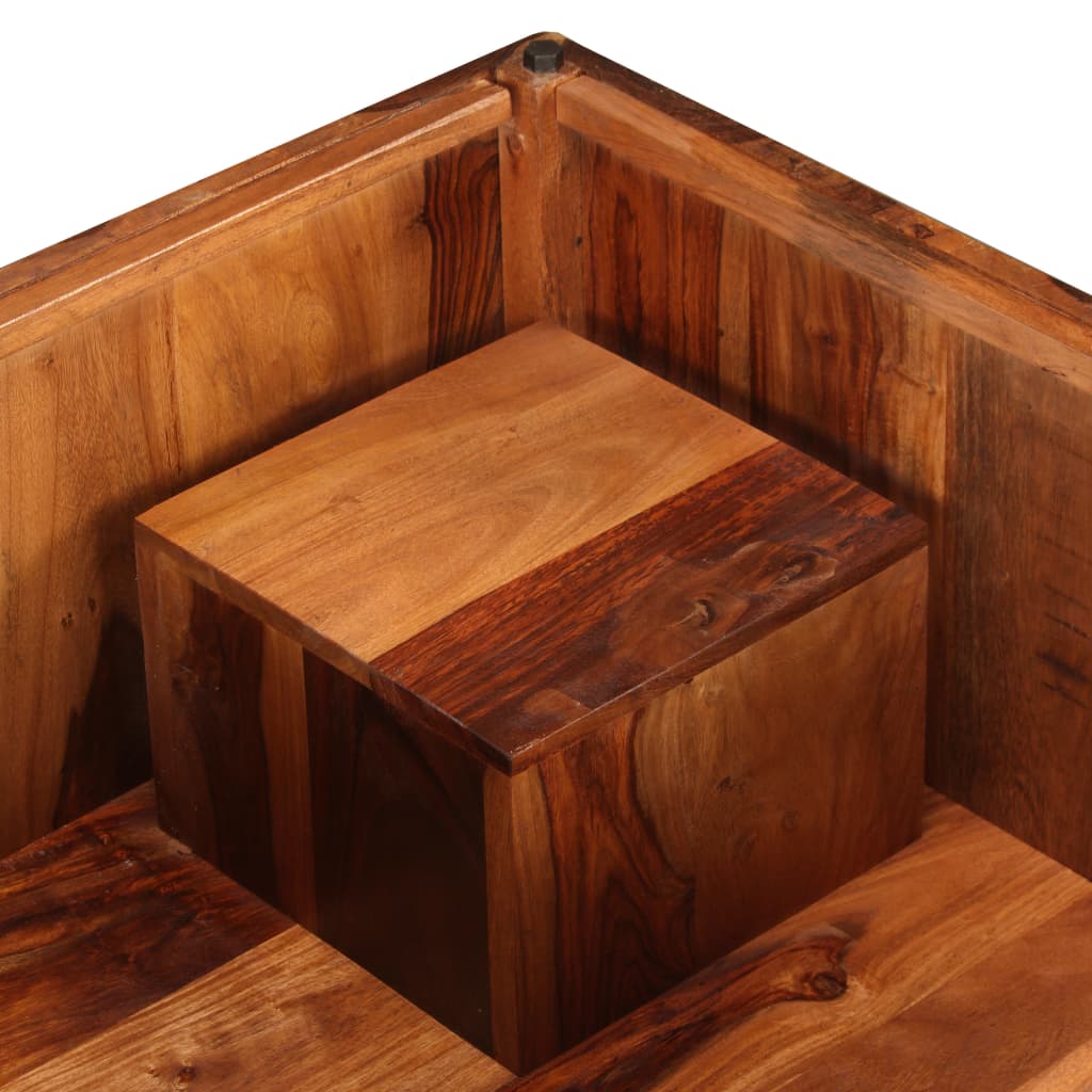 Mesa De Centro De Madera Maciza De Sheesham 70x70x30 Cm_4