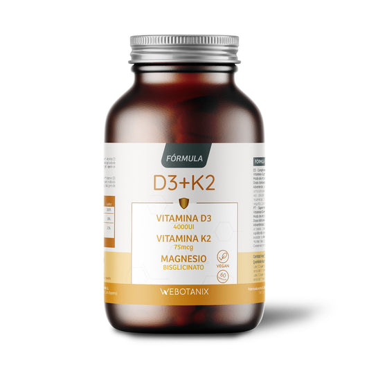Fórmula vegan de vitamina D3 4000 UI + K2 + magnésio, WeBotanix