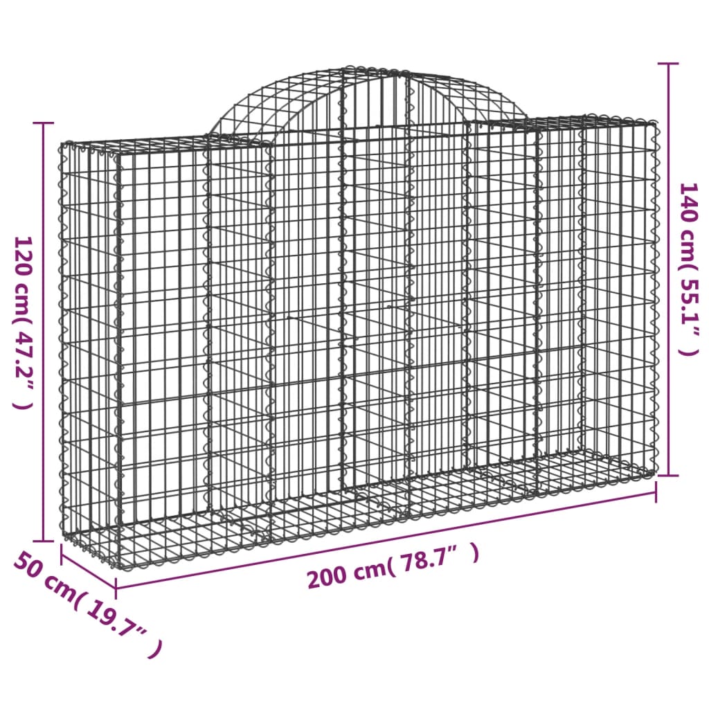 Cestas De Gaviones 9 Uds Forma De Arco Hierro 200x50x120/140 Cm_5