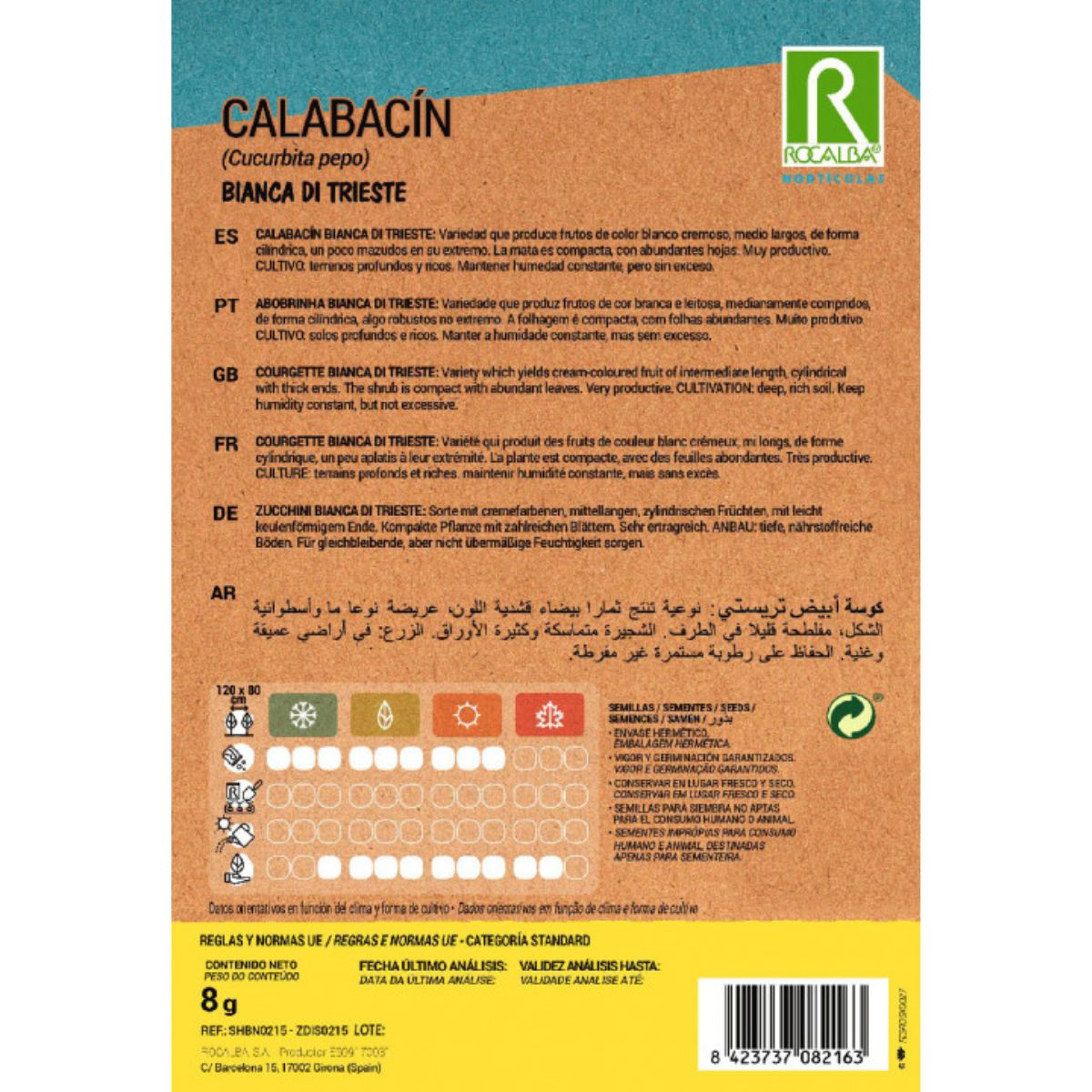 Sementes de curgete bianca di Trieste